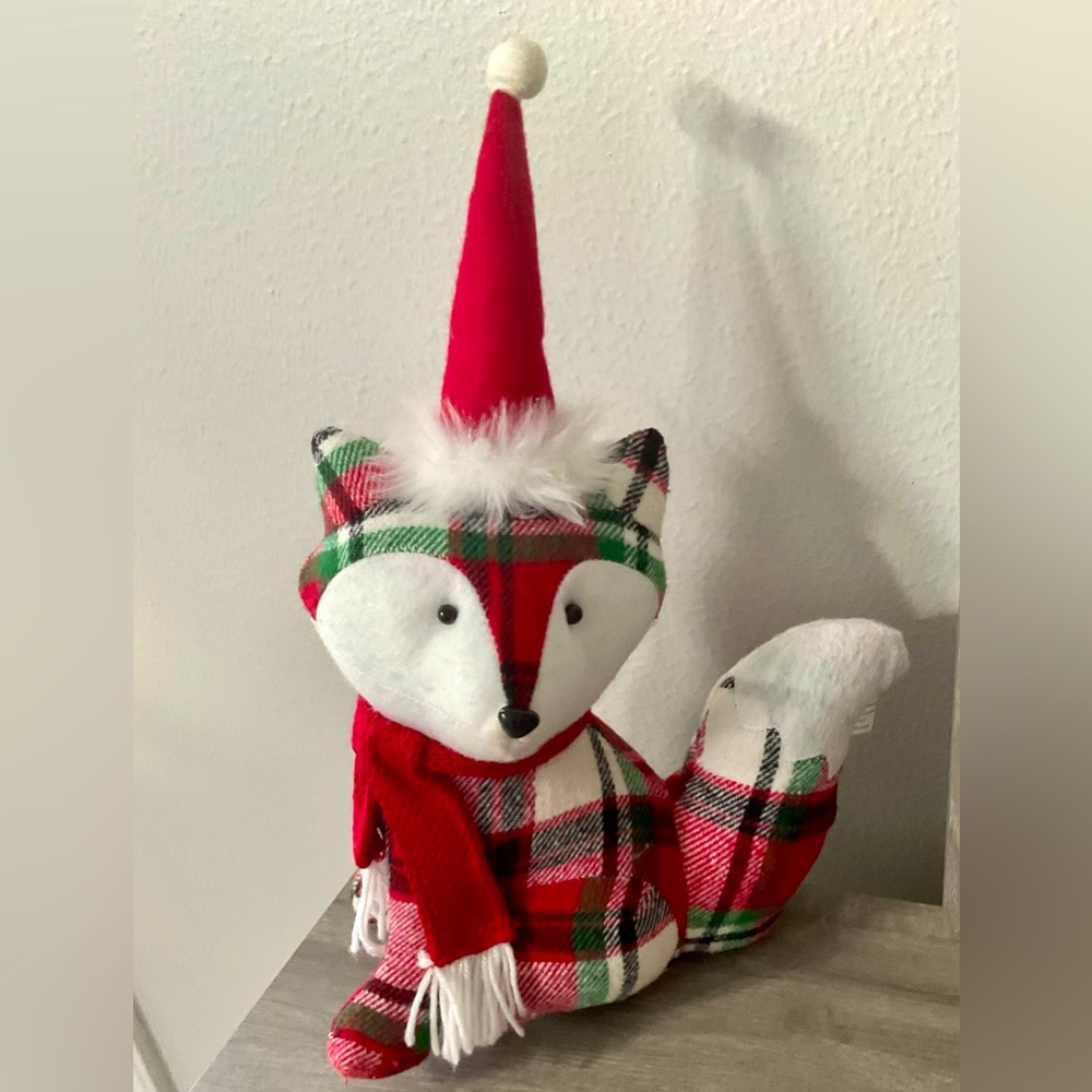 Wondershop Holiday Christmas Felt Fabric FOX in Santa Hat and Scarf
